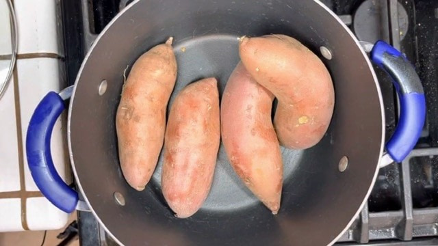 Boil the sweet potatoes